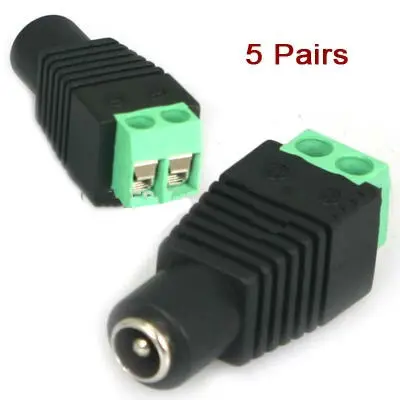 

5 pairs CCTV Video Balun 5.5mm x 2.1mm DC Power Plug Binding Post Terminals