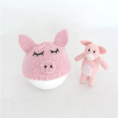 Hat add Pig Doll A Реквизит для фотосъемки новорожденных с героями мультфильмов на тему свинок ведро для маленьких мальчиков и девочек шляпа для фотосессии позирующая корзина реквизит bebe foto Shoot аксессуары - Цвет: Hat add Pig Doll A