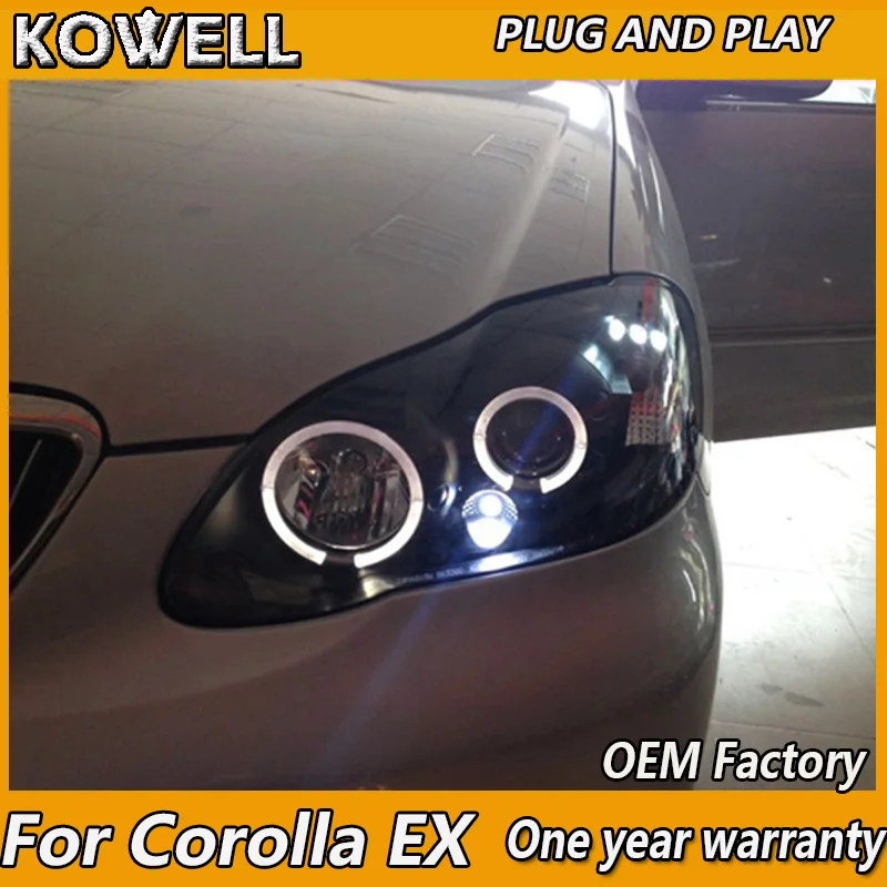 

KOWELL Car Styling For Toyota Corolla EX LED 2004 2005 2006-2009 HeadLight Angel Eyes light + xenon lens LED car light H7