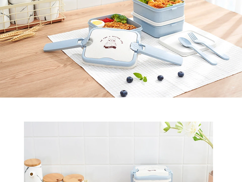 Ланч-бокс для микроволновки портативный трехслойный Bento Box для детей, для пикника, офиса, рабочих, школьная посуда