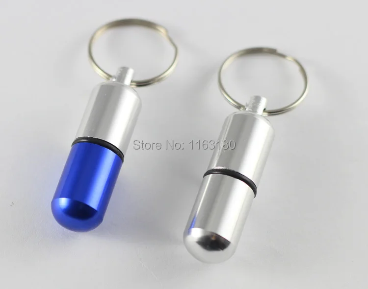 120 шт./лот мини алюминиевый контейнер для таблеток Держатель Брелок Рекламный