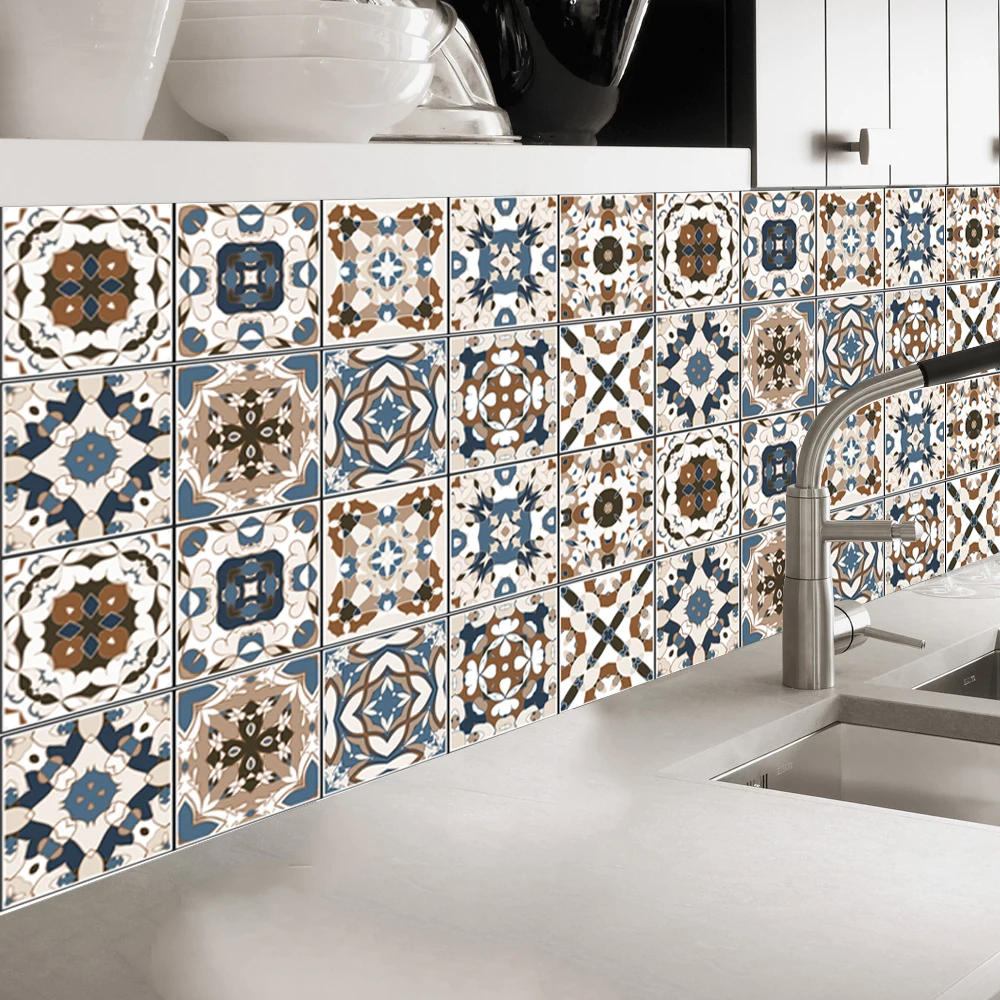 стену с креативным 3D узором в марокканском стиле из плиток, наклейка для детской комнаты водонепроницаемая из ПВХ для украшения талии в ванной комнате и дома.