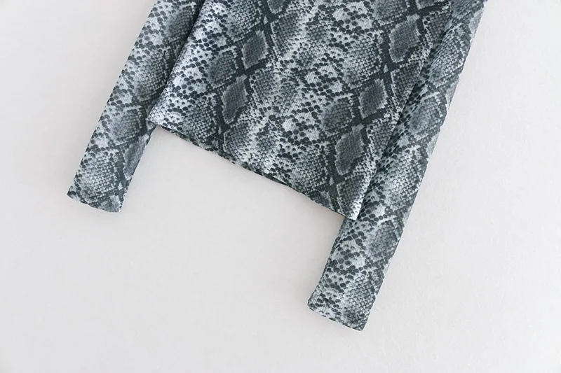 Женские пикантные змеиной кожи печати Повседневная Тонкий халат блузка рубашка