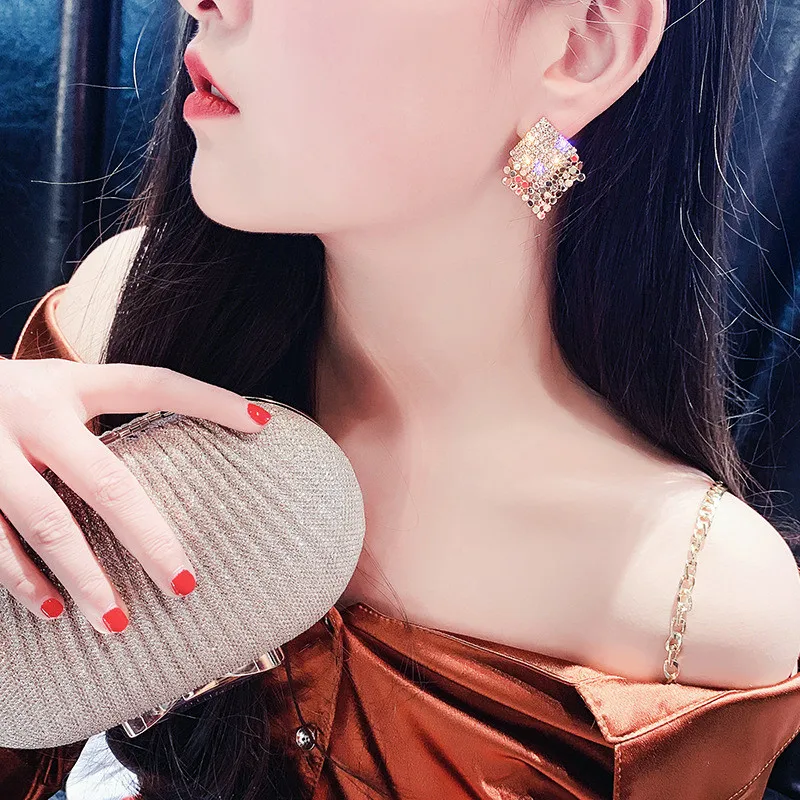 Женские серьги-гвоздики с квадратными иглами серебро 925 пробы | Украшения и