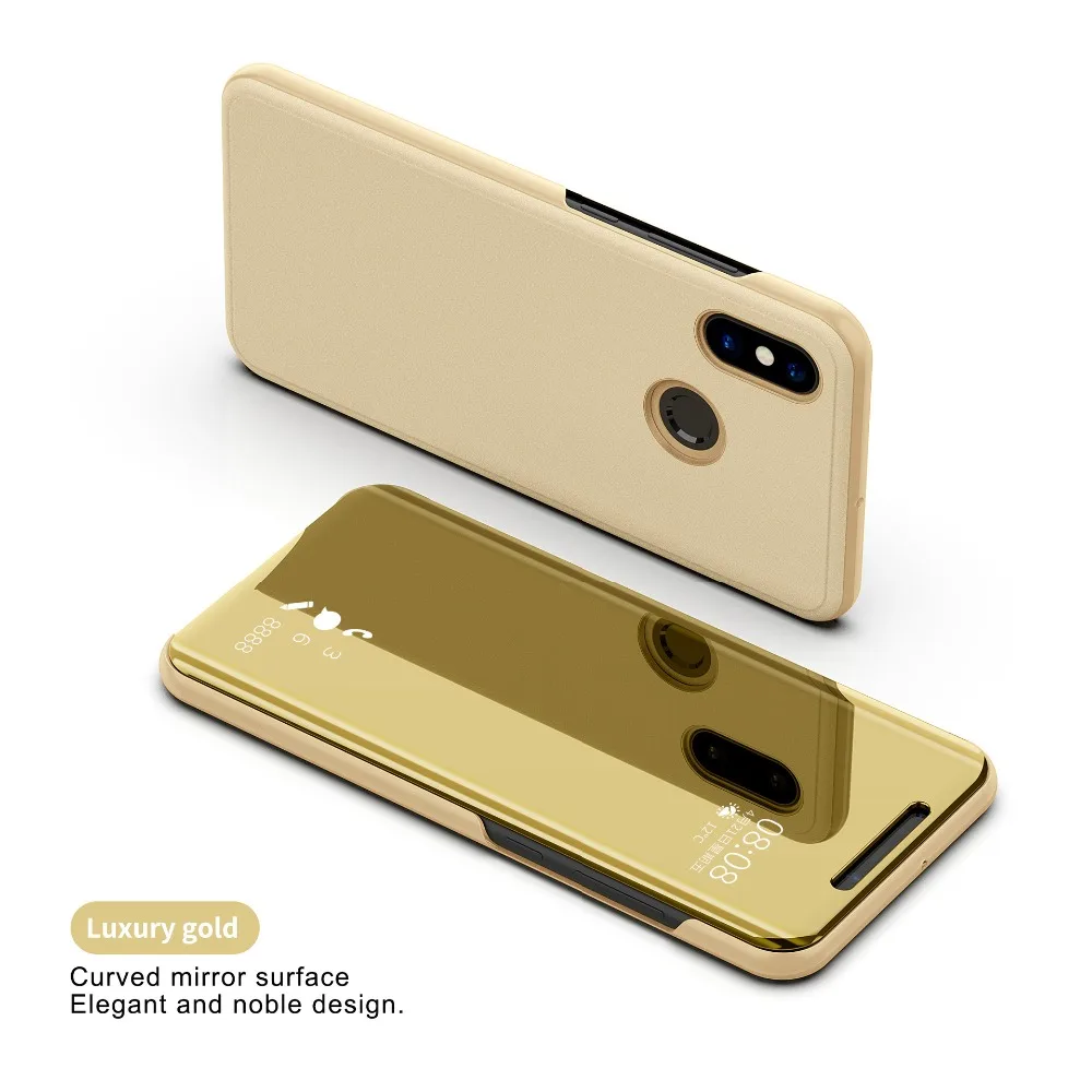 Умный зеркальный флип-чехол для телефона Xiaomi 8 8SE F1 A1 A2 Lite 5X Redmi 6 6X 6A 5 Plus 3 Note 5 5A 4X прозрачная задняя крышка с окном обзора