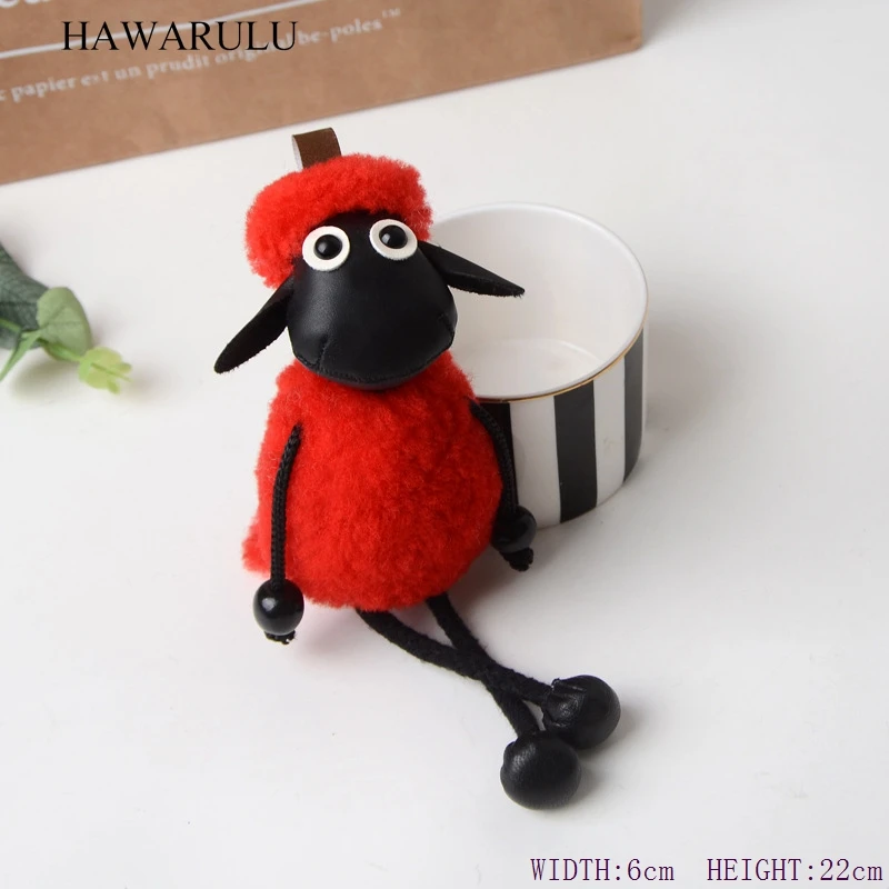 

HAWARULU 1Pcs DIY Handmade Cartoon sheep key bionic Christmas pompom wedding decoration/gift/key chain/hairpin clothing pompom