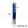 12XD12X30X75L 1pc 1-12mm HRC 50 Carbide End Mill 4 Flutes CNC Router Bit Nano Blue Coated Spiral Engraving Bit End Milling Cutter - Длина режущей кромки: 12XD12X30X75L