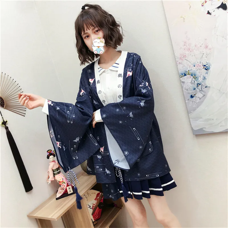 OCEANLOVE Harajuku Kimonos принт японский стиль 2020 весенние женские Топы Кардиган Косплей