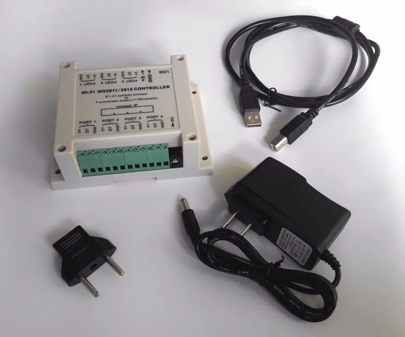 Wi Fi контроллер WS2811/ WS2812 беспроводной одноадресный E1.31 (sACN) до 7 портов выход 1190