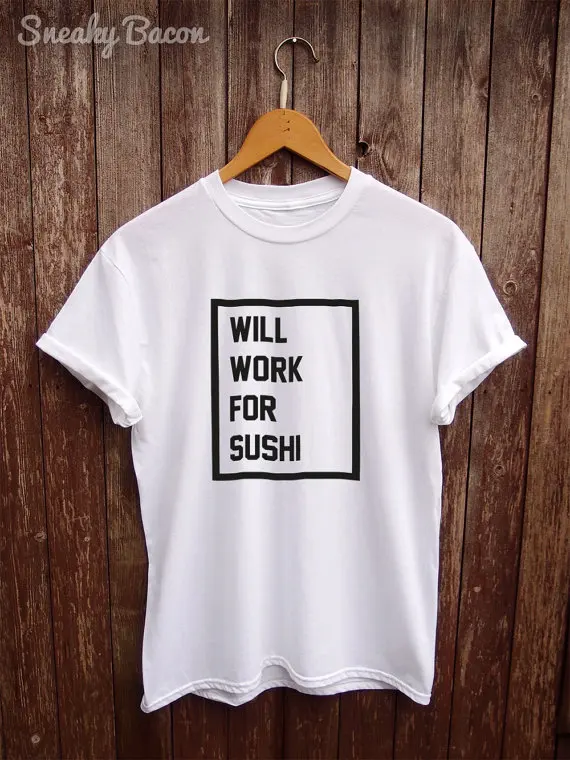 Футболка с надписью Funny Sushi черная футболка sushi gift белая дизайнерские clothing C521|sushi