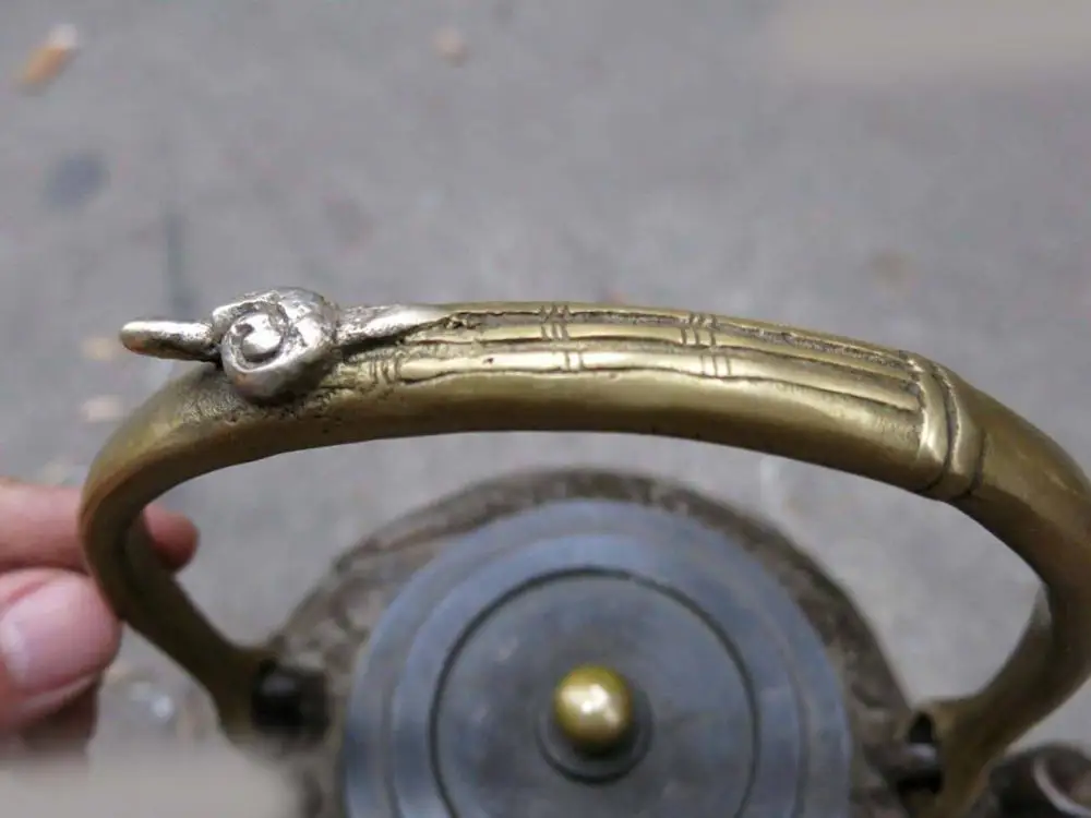 7 &quotКитайский Железный позолоченный резной Прекрасный Дракон Красивый Чайничек