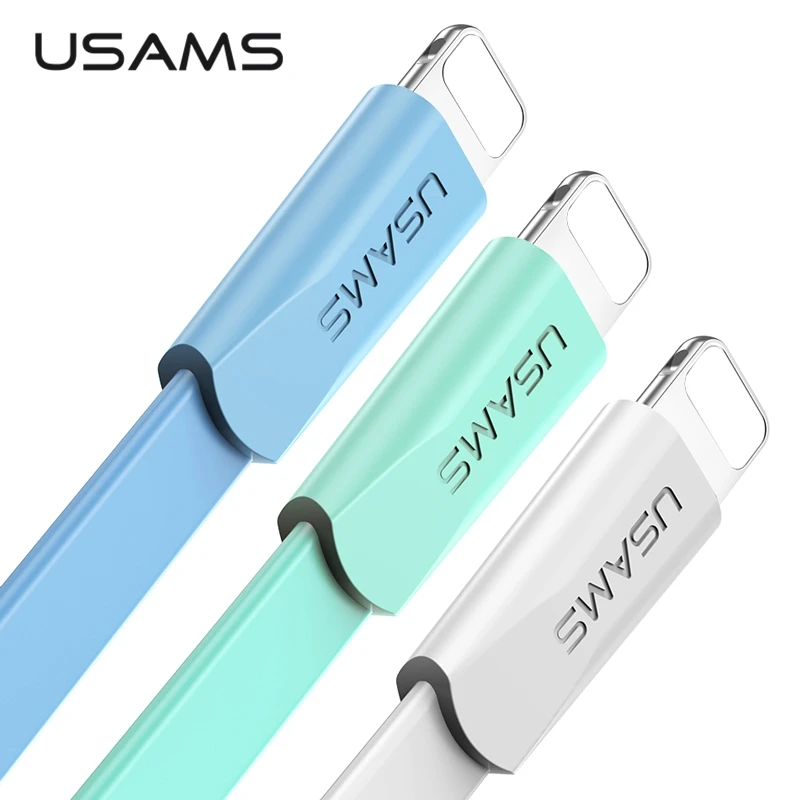 USAMS USB кабель для iPhone 8 кабель для синхронизации данных плоский кабель для iPhone XS MAX XR X 7 6 6 S 5S SE 5 Шнур кабель для быстрой зарядки светильник