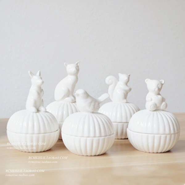 Модные 3D Керамика животных Конфеты Jar милый кот белка коробка для хранения
