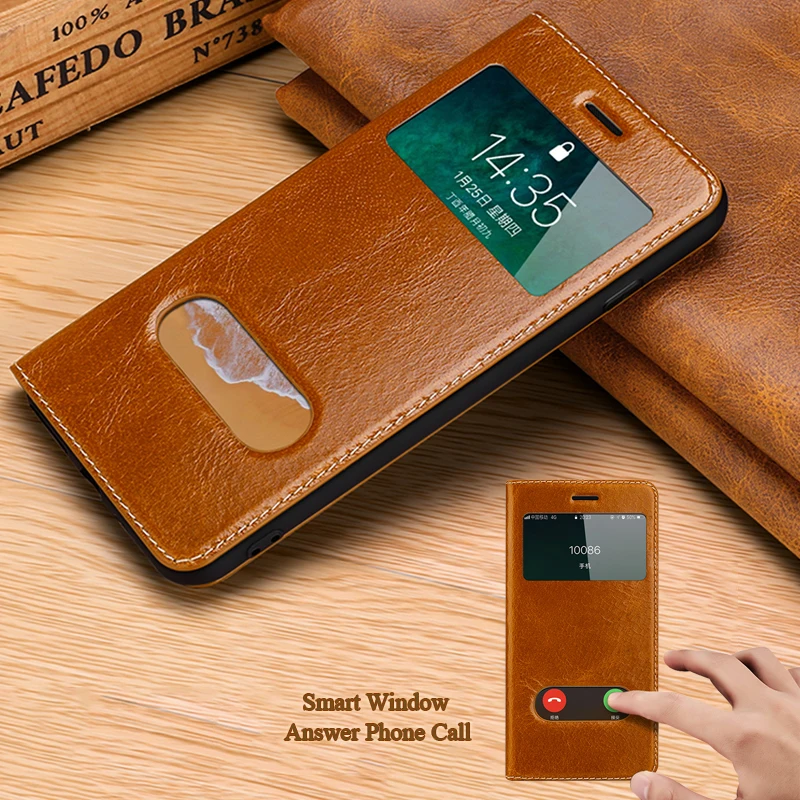 Оригинальный чехол из натуральной кожи с функцией Smart View Touch для iPhone 6 6s Plus plus