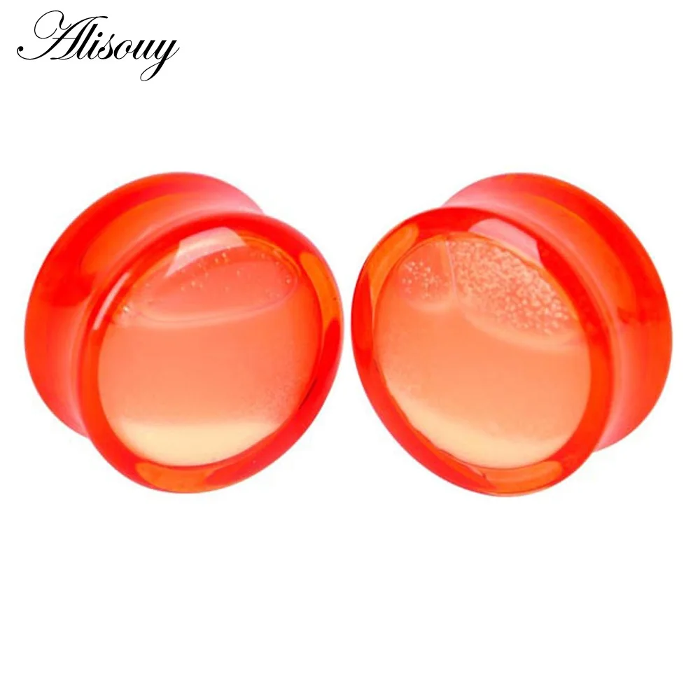 EM0307C Red Luminous Alisouy 1 шт. Вилки и тоннелей жидкая красная и светятся в темноте акриловые туннельная плоть с ножными креплениями, штекер уха, пирсинг украшения для пирсинга - Окраска металла: EM0307C Red Luminous
