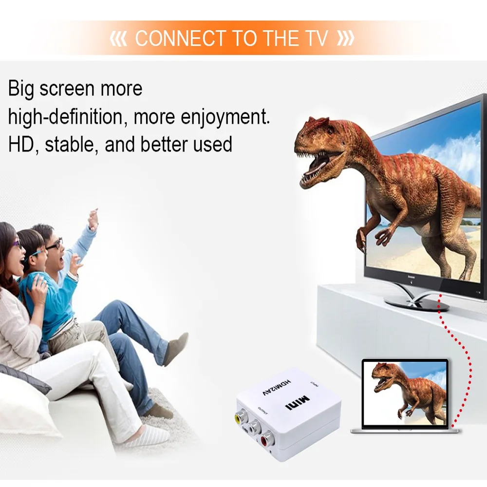 TISHRIC Новый мини HDMI2AV HDMI К AV скейлер композитный HD видео конвертер адаптер Коробка