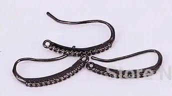 black color 10 пар zyz184-9198 Белый CZ Циркон уха Провода молния Серьги Выводы для DIY Для женщин Обувь для девочек ювелирные изделия - Цвет: black color