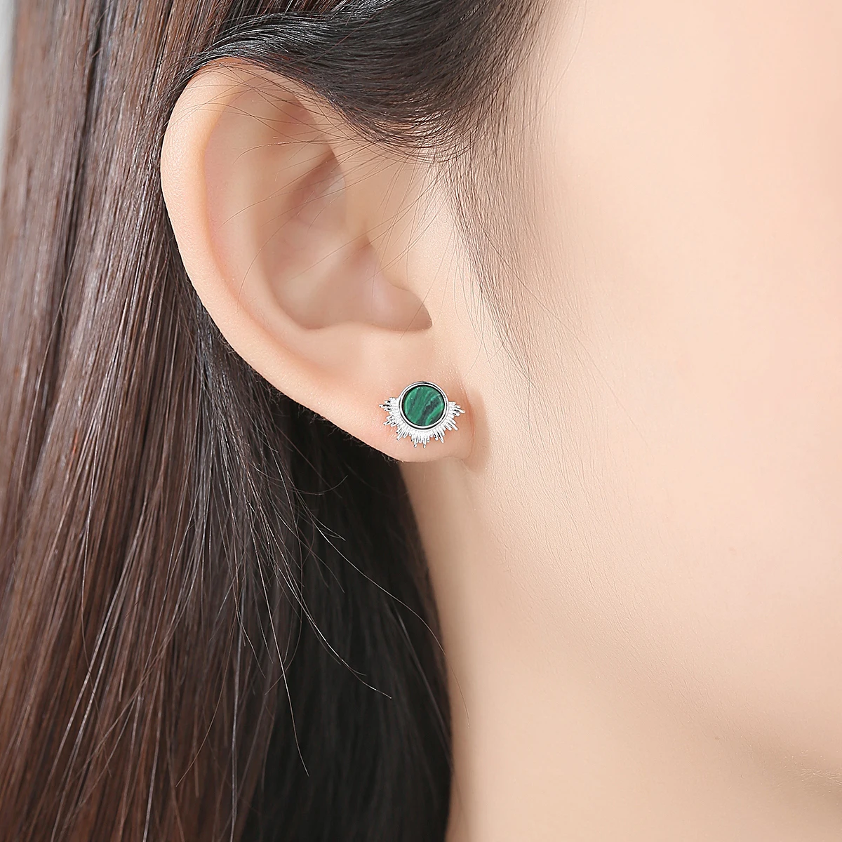CZCITY Round Turquoise Stud Earrings for Women Anniversary Fine Jewelry 925 Sterling Silver Boucle D'Oreille Femme Gifts SE0405 |