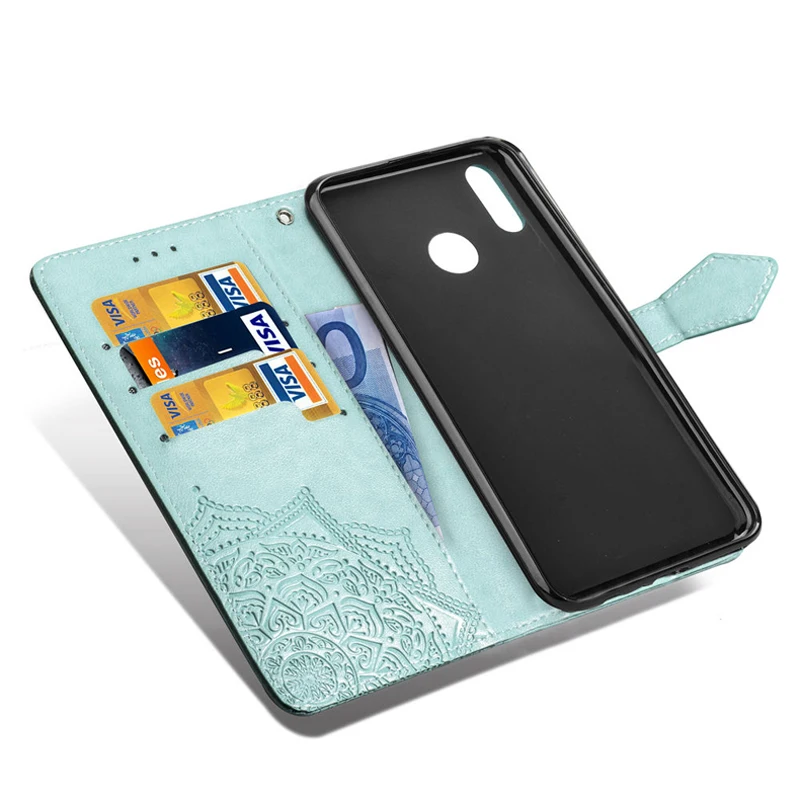 Кожаный чехол-книжка для Huawei Y9 2019 мягкий чехол-кошелек Enjoy 9 Plus рельефный чехол с