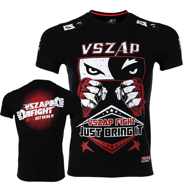 VSZAP fist fight fighting sports MMA t shirt wulin feng tai бокс трансляция короткий рукав мужские боевые