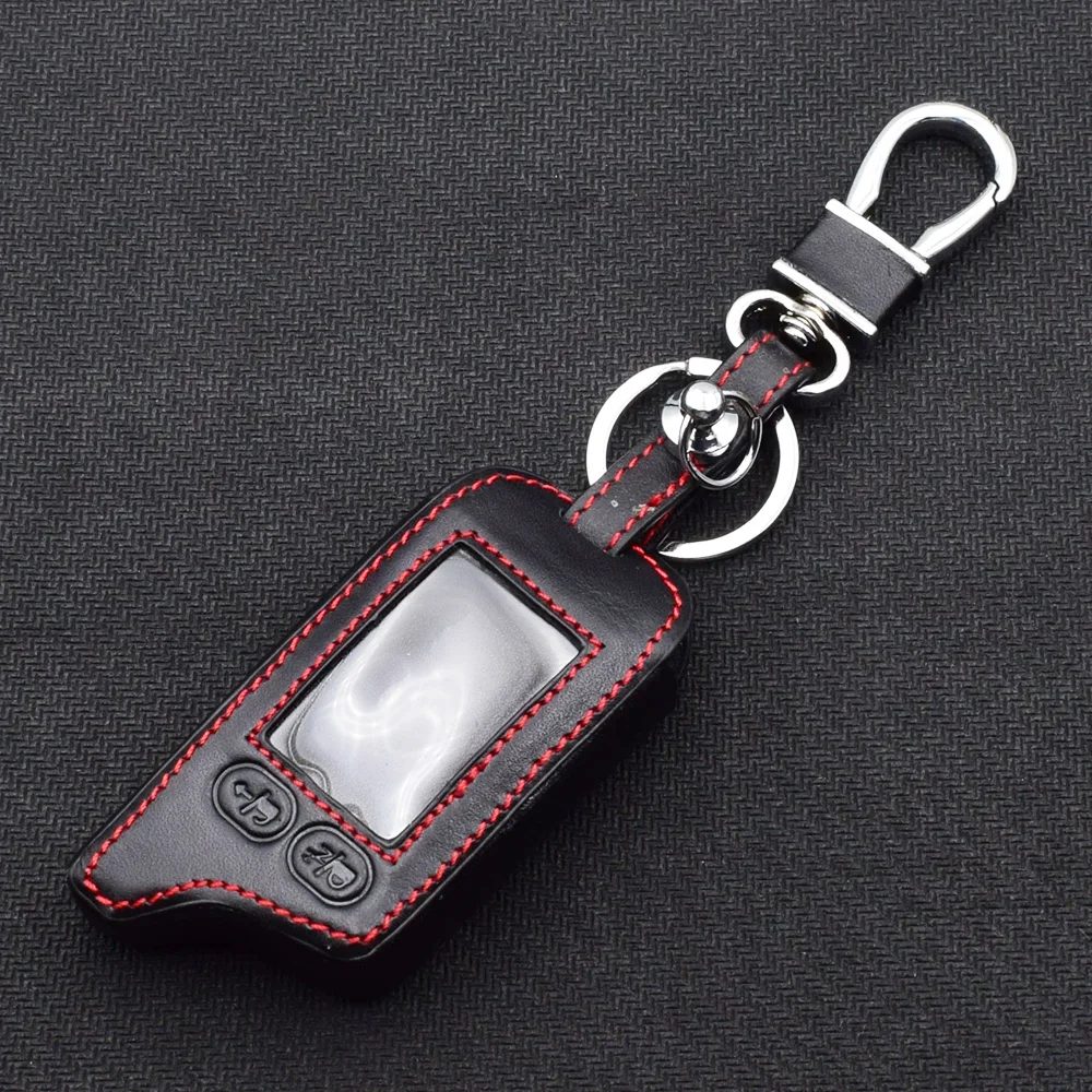 

Leather Key Case For Tomahawk TZ9030 TZ-9030 TZ 9030 9020 TZ-7010 Two Way Car Alarm LCD Remote Fob Bag Keychain Protector Cover