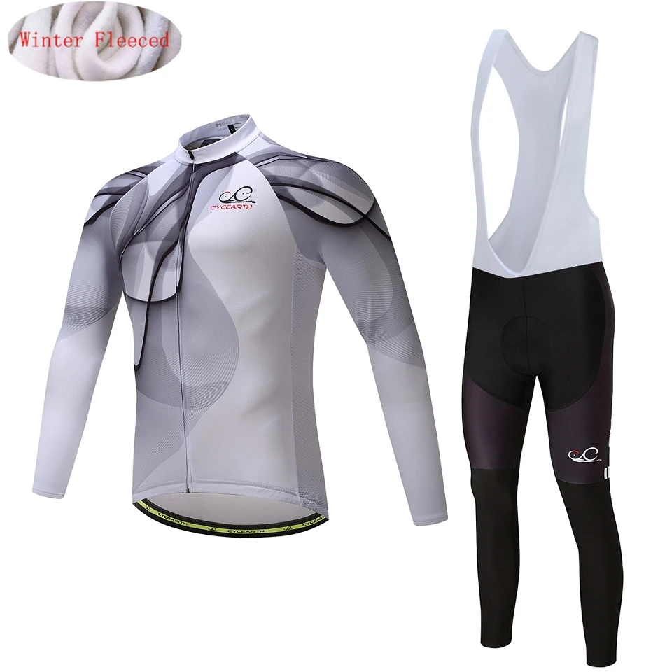 Зимняя Теплая Флисовая велосипедная Джерси комплект одежда для шоссейного