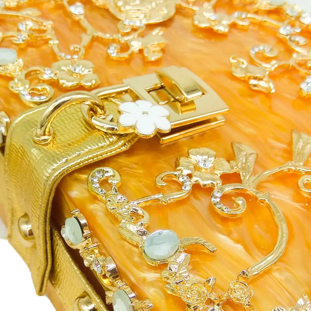 Boutique De FGG модная женская черная акриловая сумка через плечо с цветком из кристаллов, сумка через плечо, вечерняя сумка-клатч