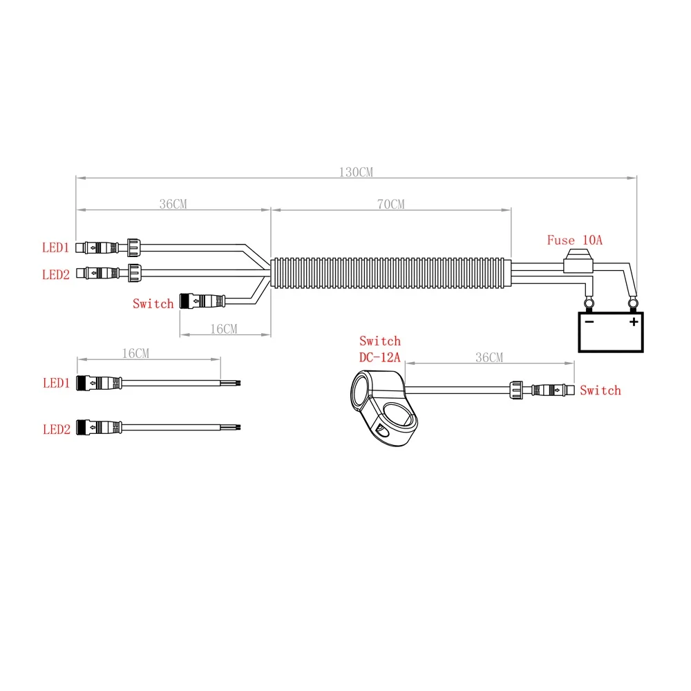 1set Controls Custom MK2W 12V Motorcycle led Head light switch + wire harness ATV Handlebar Fog Spotlight On Off Switch |