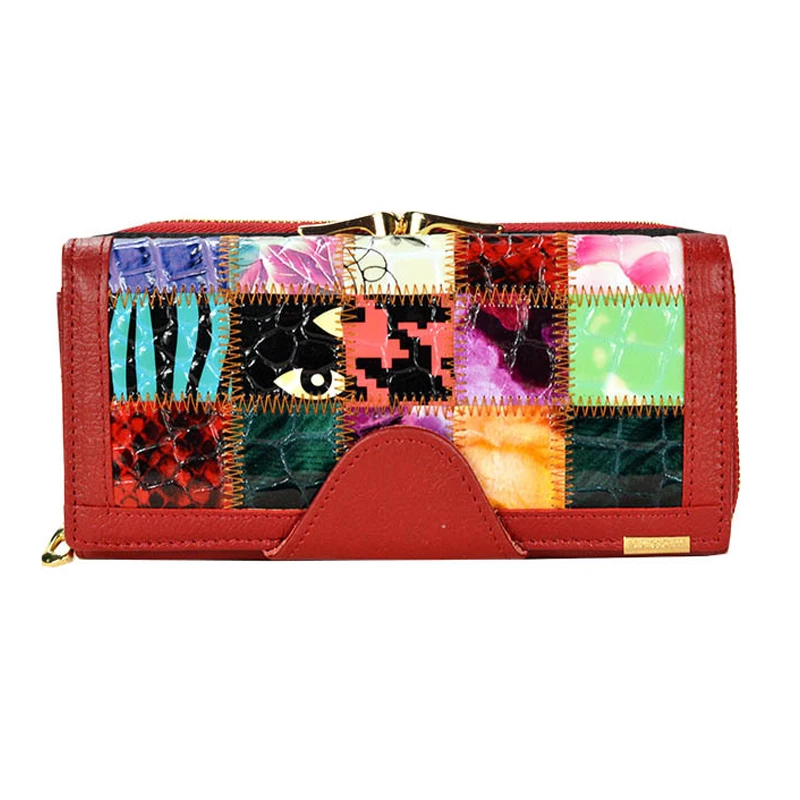 Женский кошелек из натуральной кожи клатч с тремя складками и карманом для монет