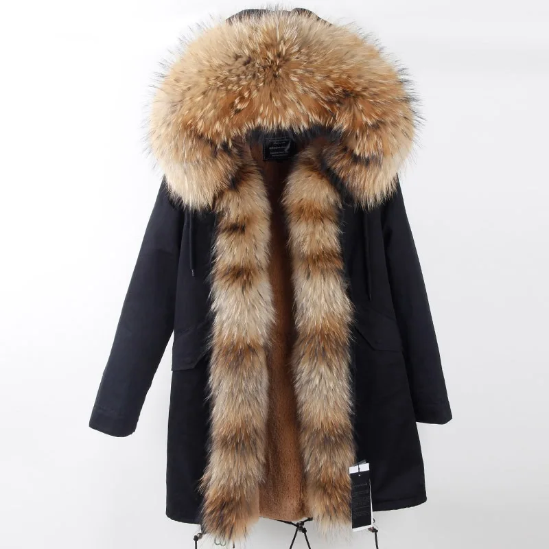 Для женщин S зимняя куртка пальто теплые куртки реального енота с капюшоном и