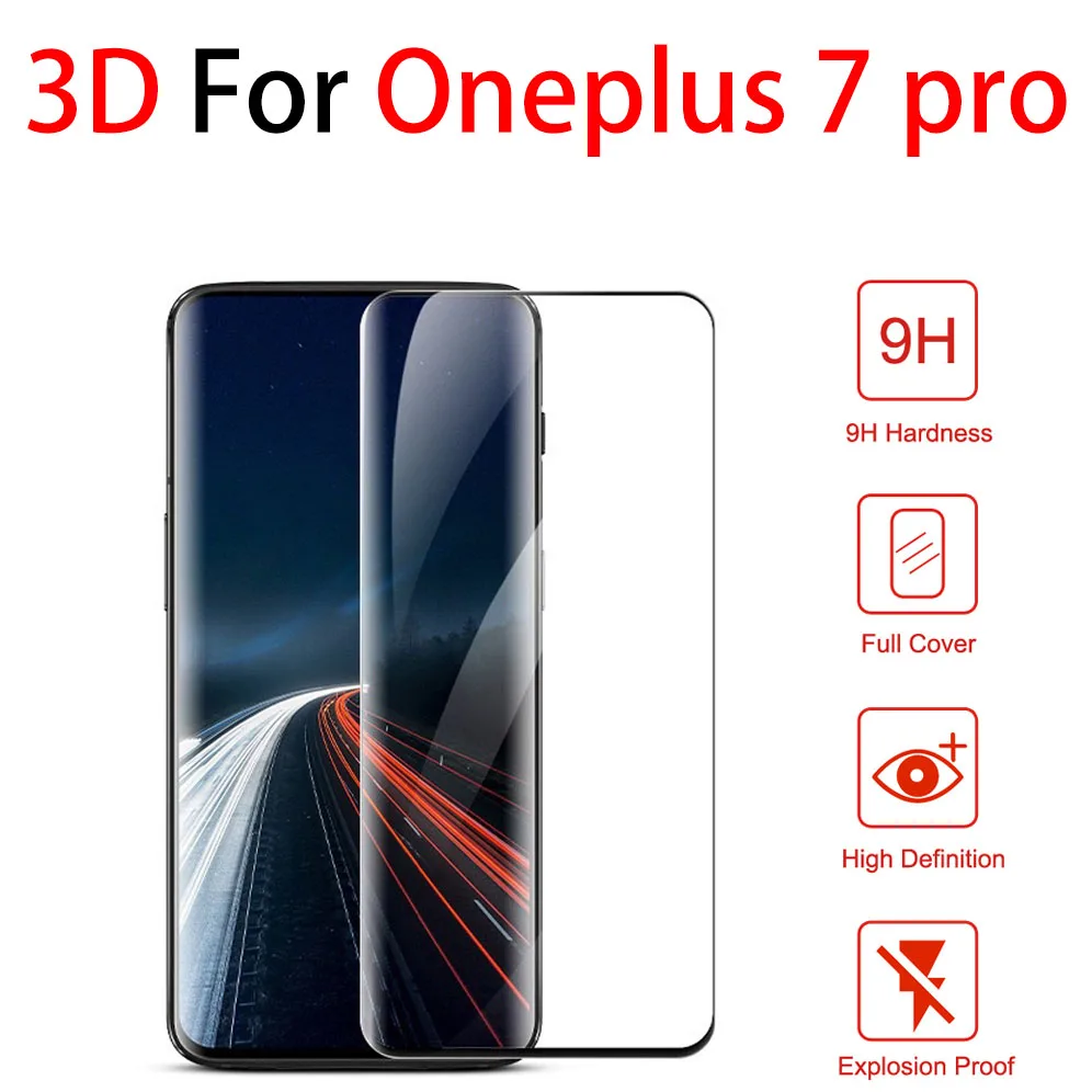 3D закаленное стекло для oneplus 7 pro защита экрана glas 2.5D для oneplus 7 9 H HD изогнутое стекло не пленка ONE PLUS 7pro на дисплее