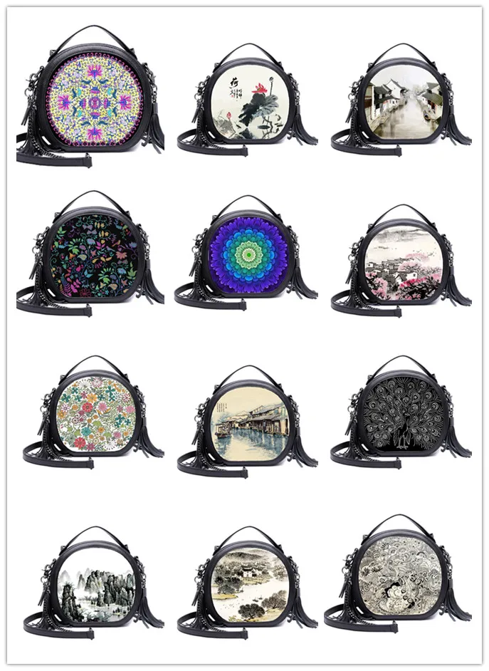 Anding тонов Женская Мода из искусственной кожи печати сумка маленький Циркуляр