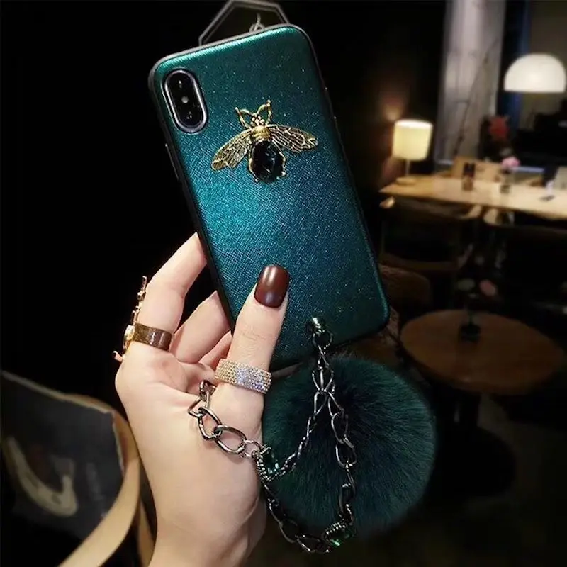 Для iPhone 6 6S 7 8 Plus X XS MAX XR Роскошные модные стразы пчела diamond браслет-цепочка Фокс
