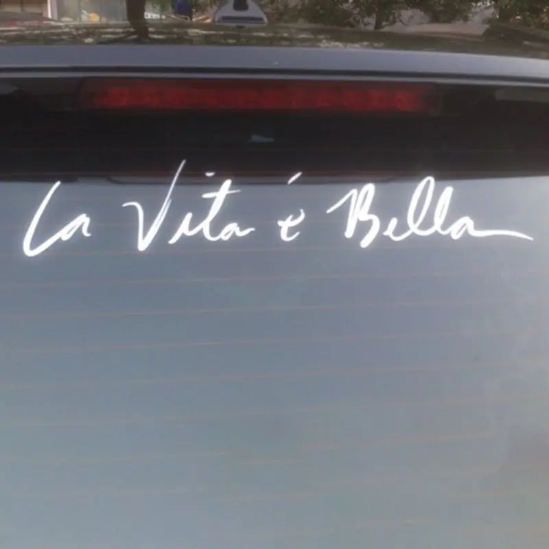 

40*8CM Car Accessories Side Door English Beautiful Life La Vita e Bella Car Sticker Reflective Car Styling
