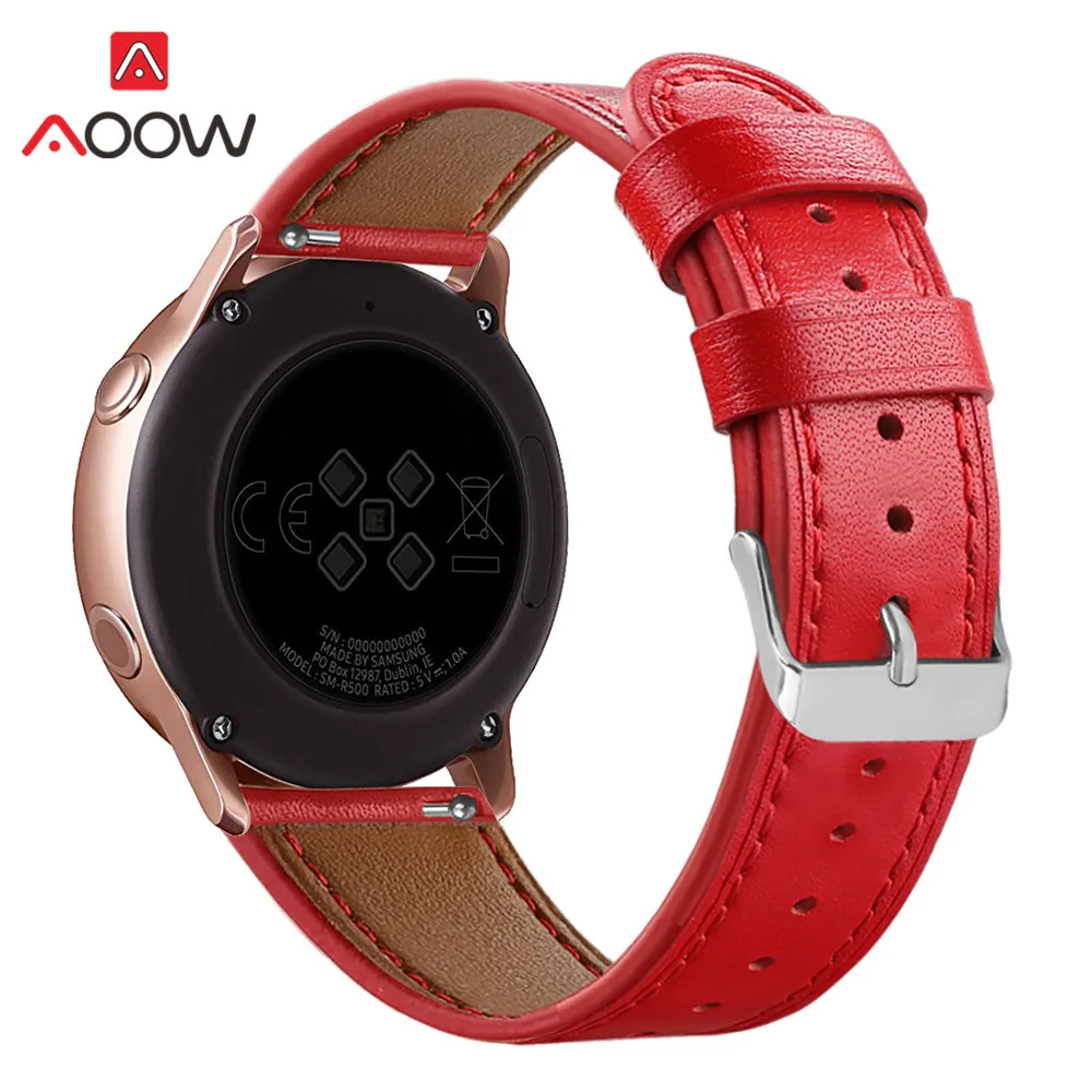 20 мм цветочный принт из натуральной кожи ремешок для samsung Galaxy Watch Active 42 мм Шестерня S2 розовый браслет ремешок для часов аксессуары - Цвет ремешка: Red