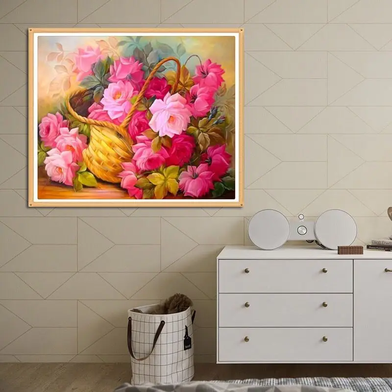 Full Diamond Embroidery Flower Pink 5D Painting Cross Stitch 3D Mosaic Needlework Crafts Christmas Decor Special | Дом и сад