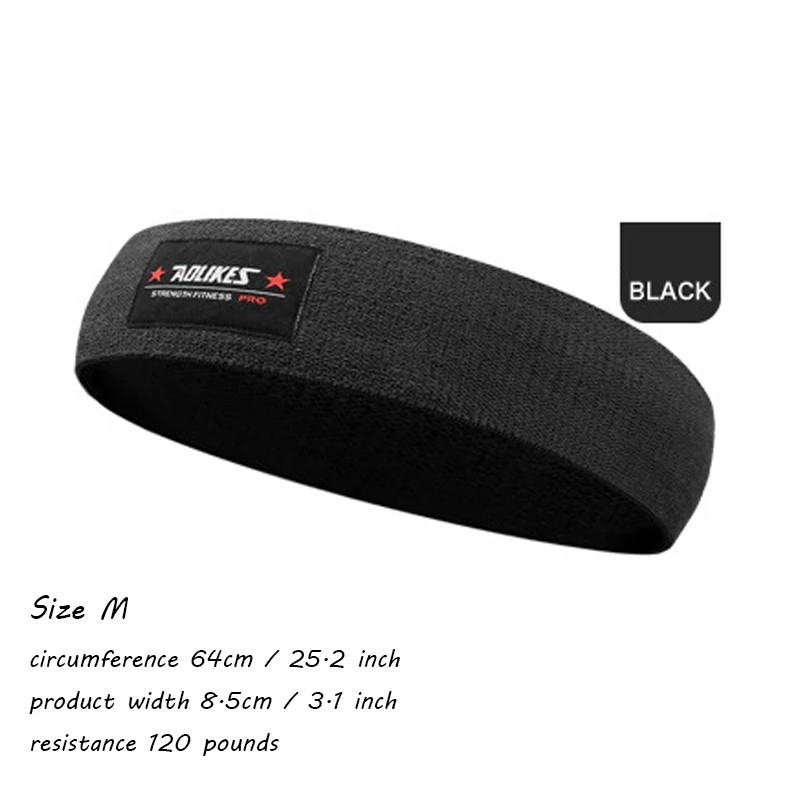 Black Size M Унисекс попа сопротивление группа бедра кольцевая петля группа тренировка, упражнение для ног бедра Glute прикладом Нескользящие ленты - Цвет: Black Size M