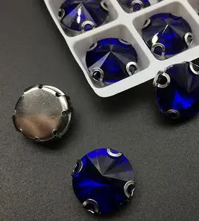 cobalt Больше цветов белый K D коготь настройки 8 мм~ 18 мм круглые Rivoli Форма пришить стеклянные прозрачные Стразы Бисер для одежды аксессуары отделка - Цвет: cobalt