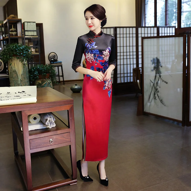 Новинка сексуальное длинное платье Ципао весна 2019 традиционное в китайском