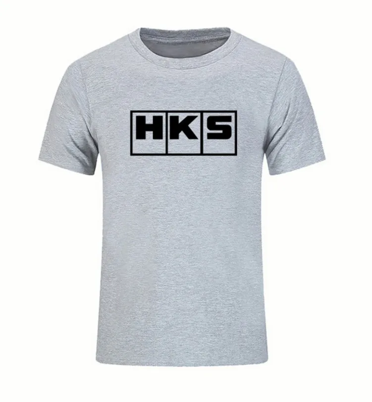 Летние фирменные футболки HKS для мужчин хлопковые однотонные с коротким рукавом