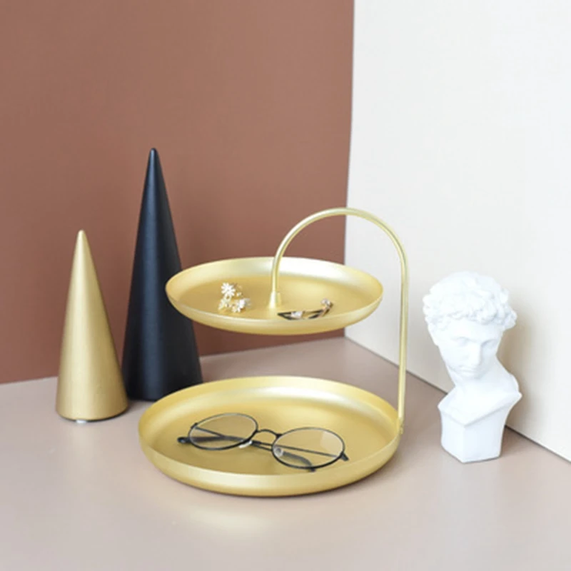 Two Tier Metal Storage Tray For Jewelry Necklace Bracelet Earring Hallway Key Holder Dressing Table Organizer | Дом и сад
