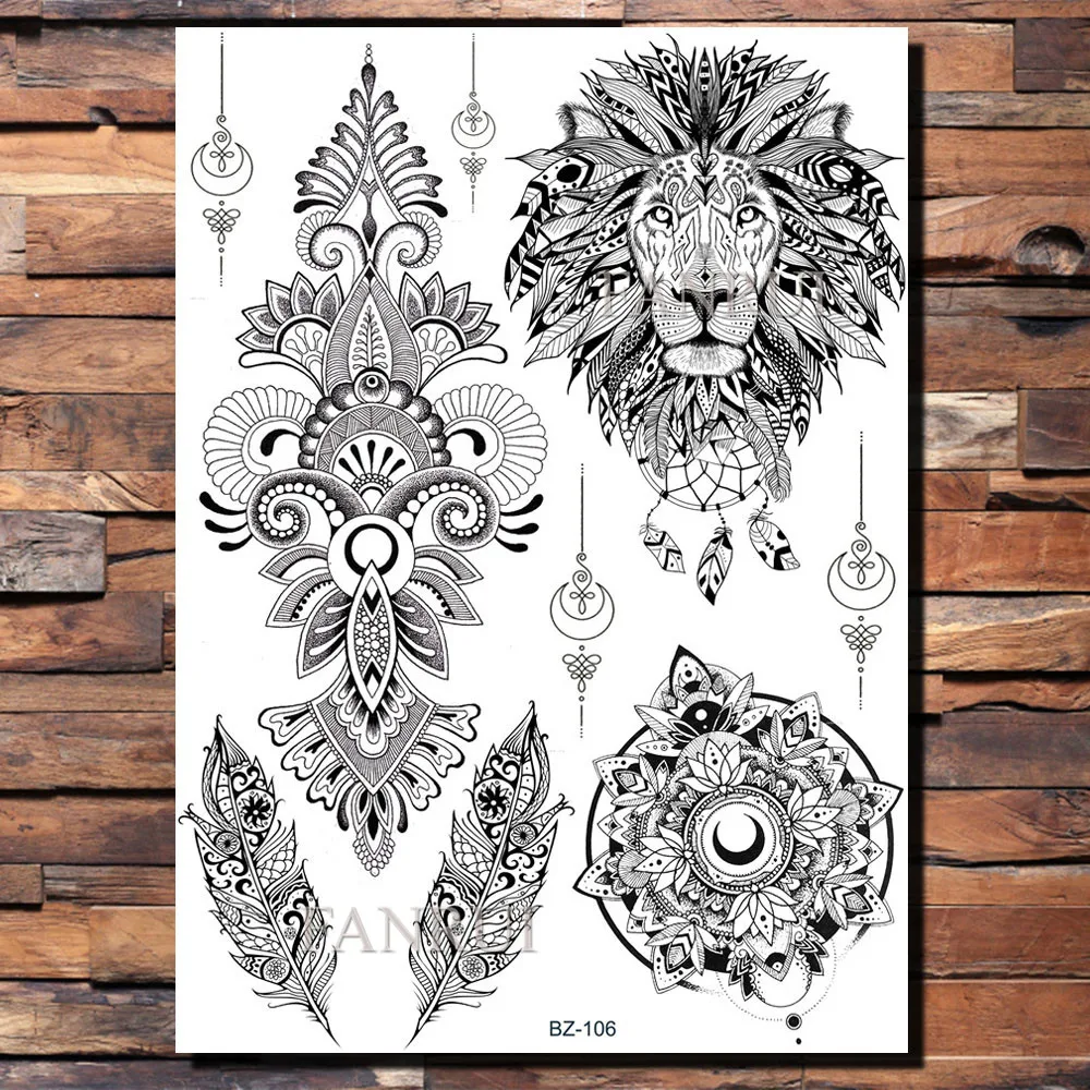 Черная хна FANRUI лотос Временные татуировки наклейка искусственный Менди