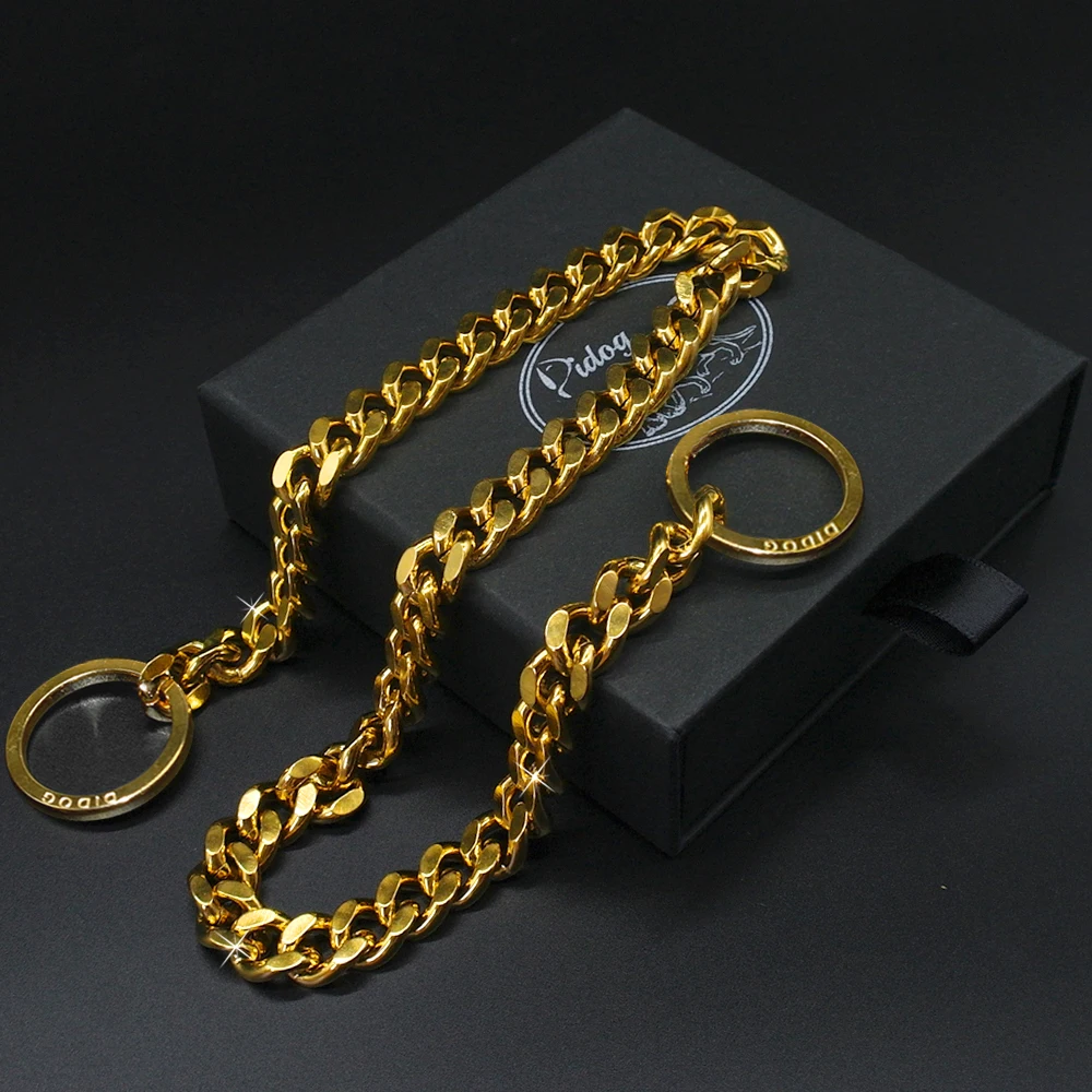 

Stainless Steel Dog Collar Dogs Slip Training Collar Pet Chian Choke Collars With Free Whistle Silver Gold for Pitbull Dubin