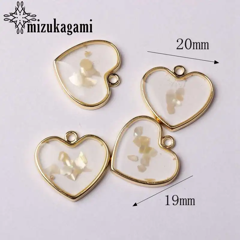Heart white Натуральный белый Абалон, подвески в виде ракушки, круглые сердца, ручная работа, УФ Полимерные Подвески, 6 шт./лот, для рукоделия, серьги, аксессуары для изготовления ювелирных изделий - Окраска металла: Heart white
