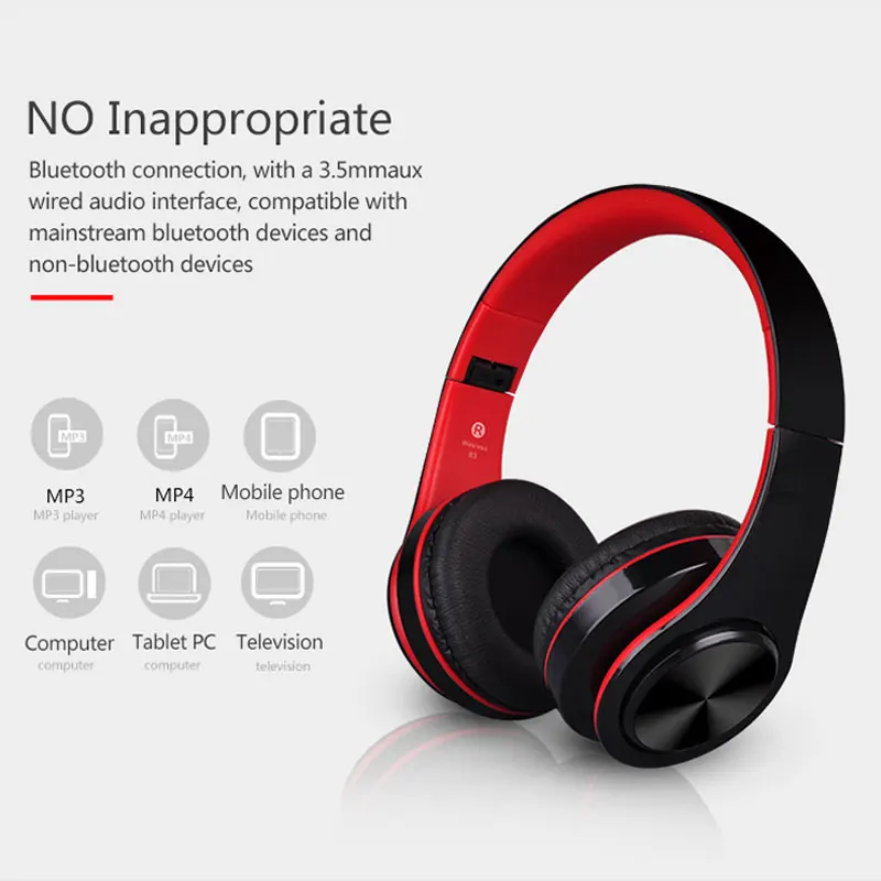 Новые беспроводные наушники с басами стереогарнитура микрофоном Поддержка