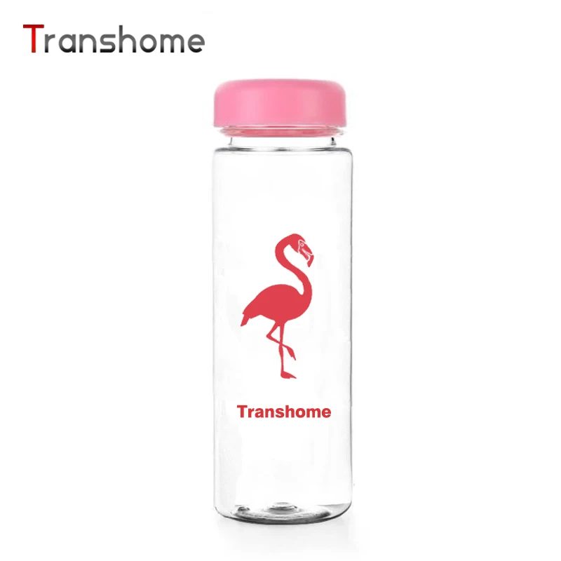Transhome пластиковая бутылка с фламинго для воды 500 мл розовая портативная питьевой