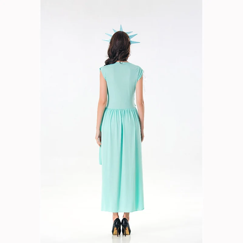 Красивый костюм на Хэллоуин Бог свободы 2 стиля Статуя Свободы голубое платье