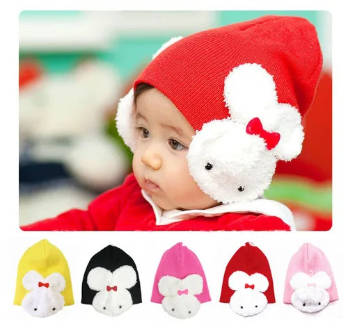 Бесплатная доставка зимняя теплая шапка шапочка с ушками для маленьких