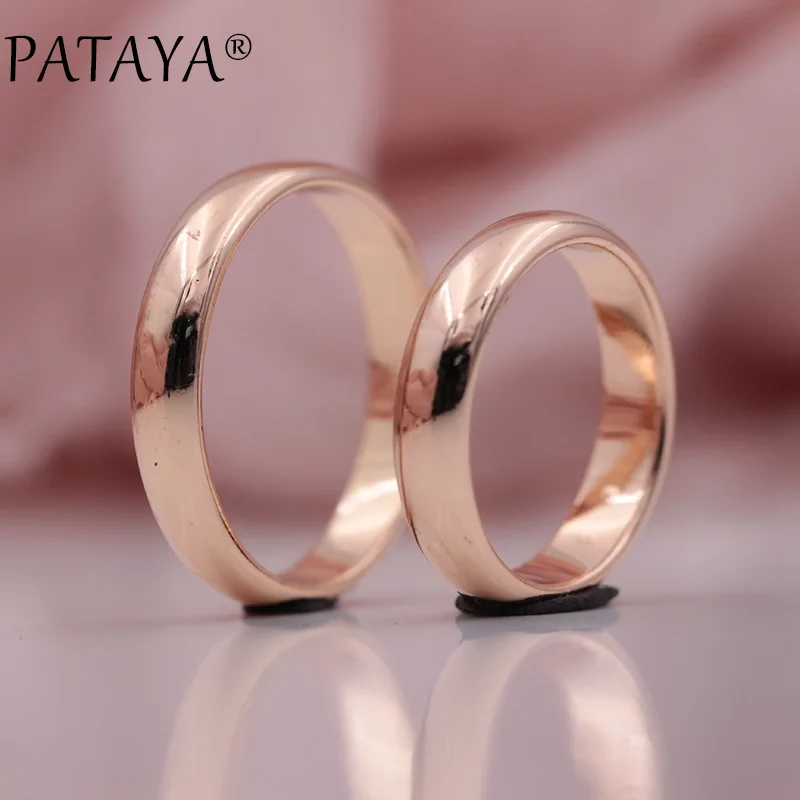 PATAYA, Новое поступление 585, розовое золото, гладкое, романтическая простота, кольца для пар, для женщин и мужчин, для свадебной вечеринки, уникальные, красивые ювелирные изделия