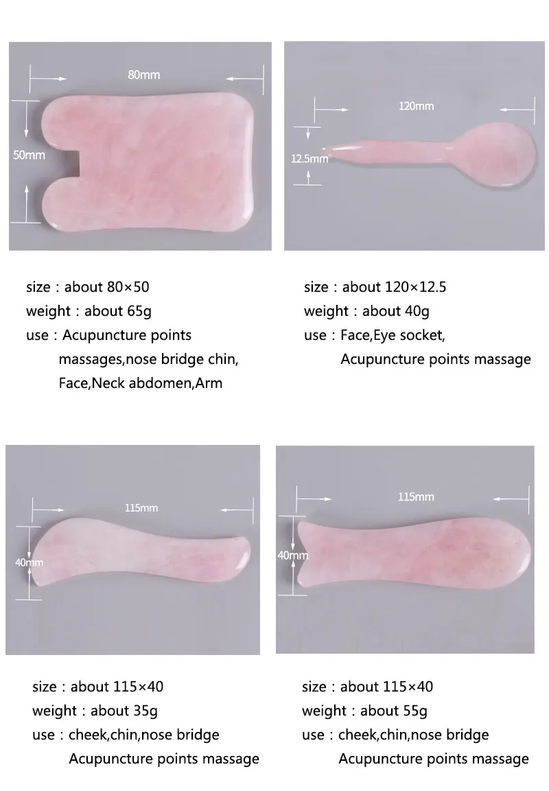 Массажный инструмент Gua Sha, натуральный розовый кварцевый камень, Китайская традиционная спа-Иглоукалывание для лица, заживление для здоровья